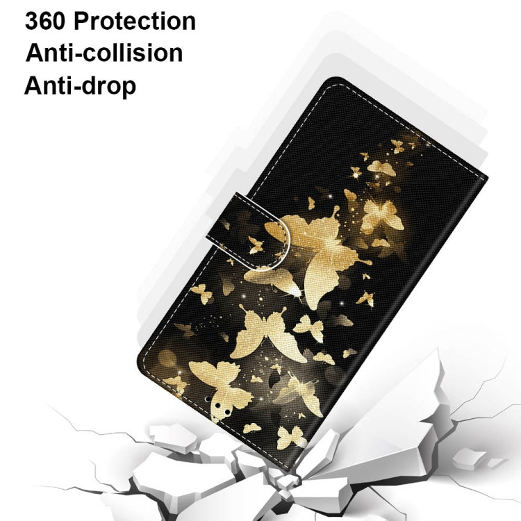 For Huawei P50 Pro Coloured Drawing Cross Texture Horizontal Flip PU Leather Case with Holder & Card Slots & Wallet & Lanyard(Golden Butterfly Group) - Huawei Cases by buy2fix | Online Shopping UK | buy2fix