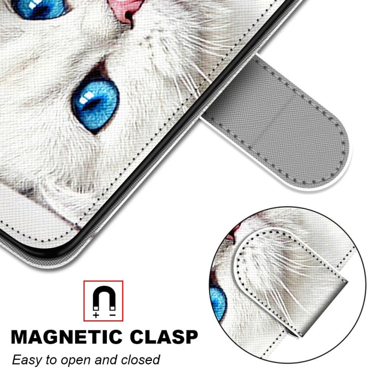 For OPPO A54 5G / A74 5G / A93 5G / A93s 5G Coloured Drawing Cross Texture Horizontal Flip PU Leather Case with Holder & Card Slots & Wallet & Lanyard(White Kitten) - OPPO Cases by buy2fix | Online Shopping UK | buy2fix