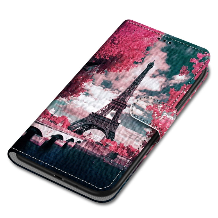 For OPPO F19 Pro+ 5G / A94 5G / A95 5G Coloured Drawing Cross Texture Horizontal Flip PU Leather Case with Holder & Card Slots & Wallet & Lanyard(Pink Flower Tower Bridge) - OPPO Cases by buy2fix | Online Shopping UK | buy2fix