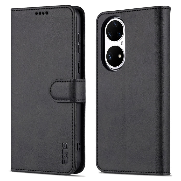 For Huawei P50 Pro AZNS Skin Feel Calf Texture Horizontal Flip Leather Case with Card Slots & Holder & Wallet(Black) - Huawei Cases by AZNS | Online Shopping UK | buy2fix