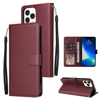 For iPhone 13 mini Multifunctional Horizontal Flip Leather Case, with Three Card Slot & Holder & Photo Frame & Lanyard (Red Wine) - iPhone 13 mini Cases by buy2fix | Online Shopping UK | buy2fix