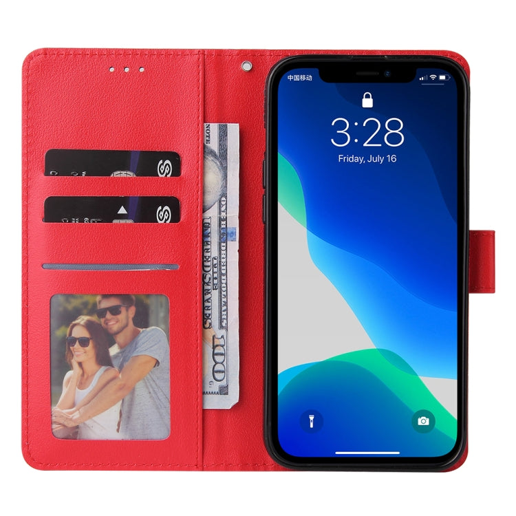 For iPhone 13 mini Multifunctional Horizontal Flip Leather Case, with Three Card Slot & Holder & Photo Frame & Lanyard (Red) - iPhone 13 mini Cases by buy2fix | Online Shopping UK | buy2fix