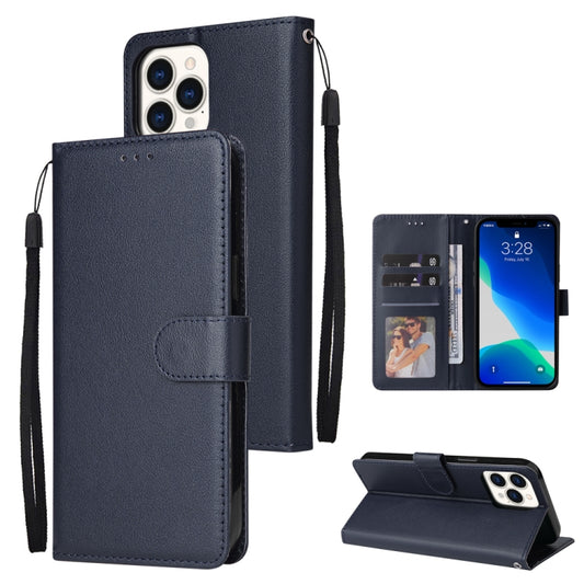 For iPhone 13 Multifunctional Horizontal Flip Leather Case, with Three Card Slot & Holder & Photo Frame & Lanyard(Navy) - iPhone 13 Cases by buy2fix | Online Shopping UK | buy2fix