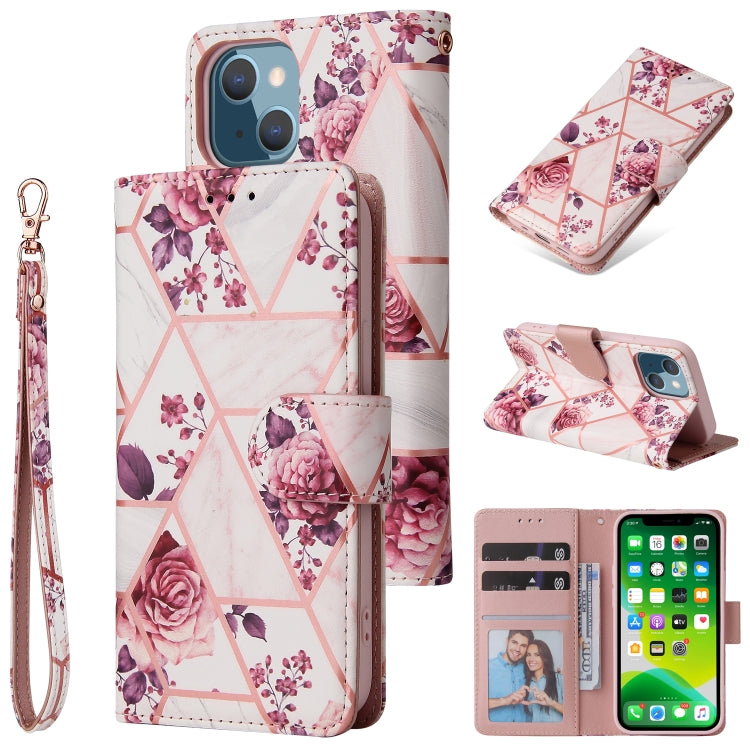 For iPhone 13 mini Marble Bronzing Stitching Horizontal Flip PU Leather Case with Holder & Card Slots & Wallet & Photo Frame (Rose Gold) - iPhone 13 mini Cases by buy2fix | Online Shopping UK | buy2fix