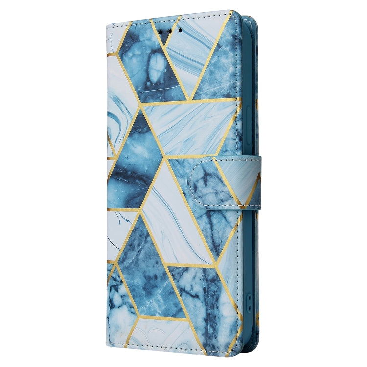 For iPhone 13 Pro Marble Bronzing Stitching Horizontal Flip PU Leather Case with Holder & Card Slots & Wallet & Photo Frame (Blue) - iPhone 13 Pro Cases by buy2fix | Online Shopping UK | buy2fix