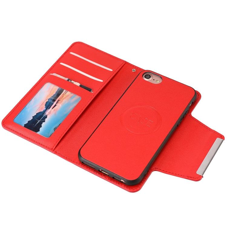 For iPhone SE 2022 / SE 2020 / 8 / 7 Ultra-thin Separable Magnetic Horizontal Flip Leather Case with Card Slot & Wallet(Red) - iPhone SE 2022 / 2020 / 8 / 7 Cases by buy2fix | Online Shopping UK | buy2fix