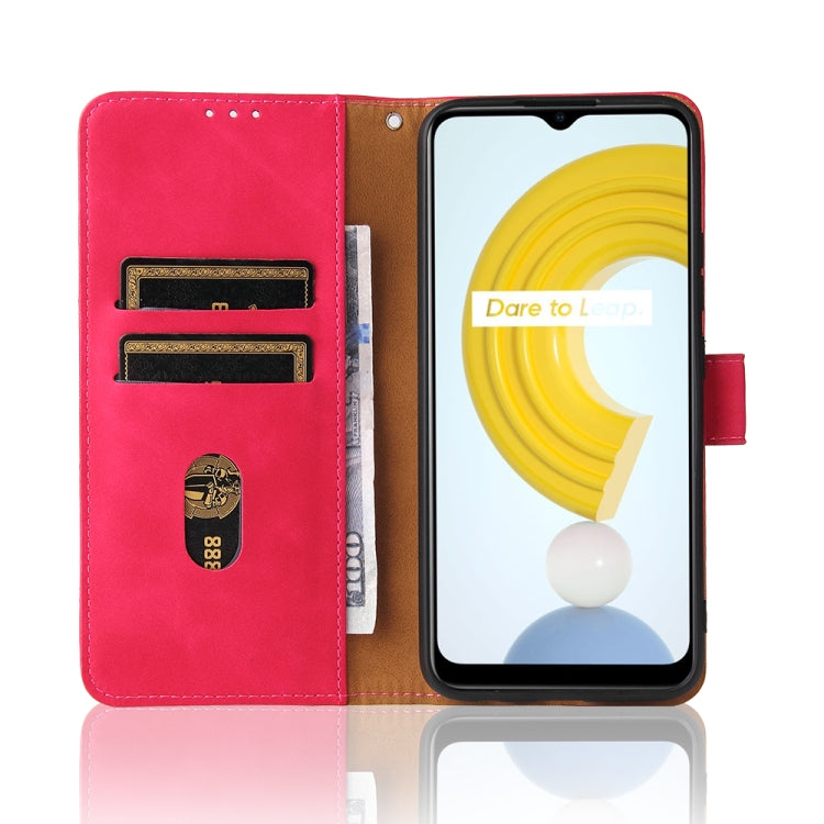 For OPPO Realme C21Y Solid Color Skin Feel Magnetic Buckle Horizontal Flip Calf Texture PU Leather Case with Holder & Card Slots & Wallet(Rose Red) - Realme Cases by buy2fix | Online Shopping UK | buy2fix