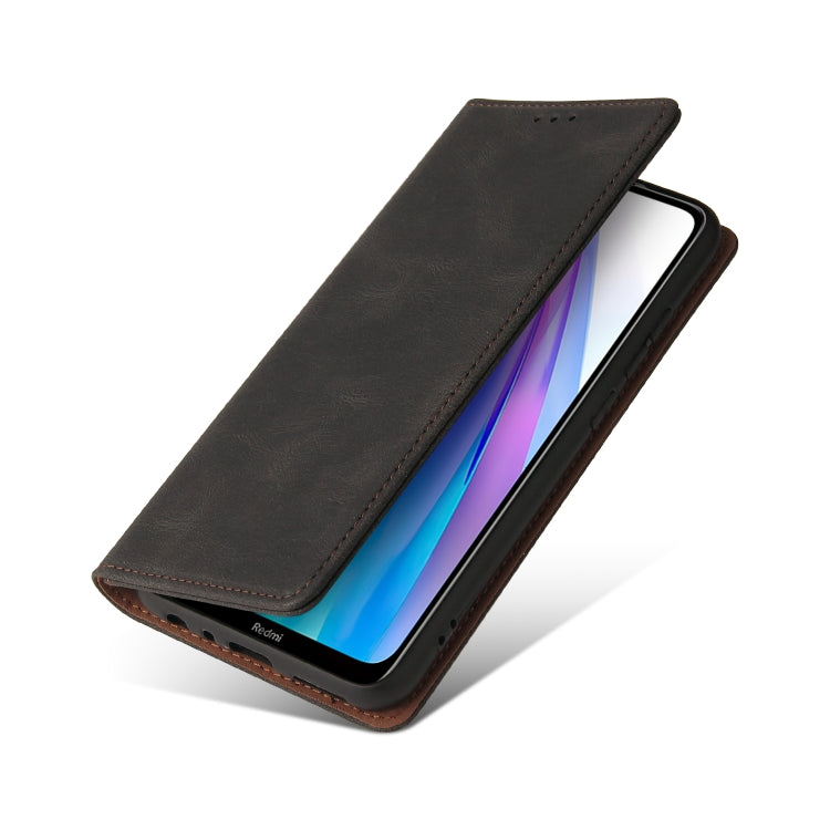 For Xiaomi Redmi Note 8T Simple Suction Closure Horizontal Flip Leather Case with Holder & Card Slot & Wallet(Black) - Xiaomi Cases by buy2fix | Online Shopping UK | buy2fix