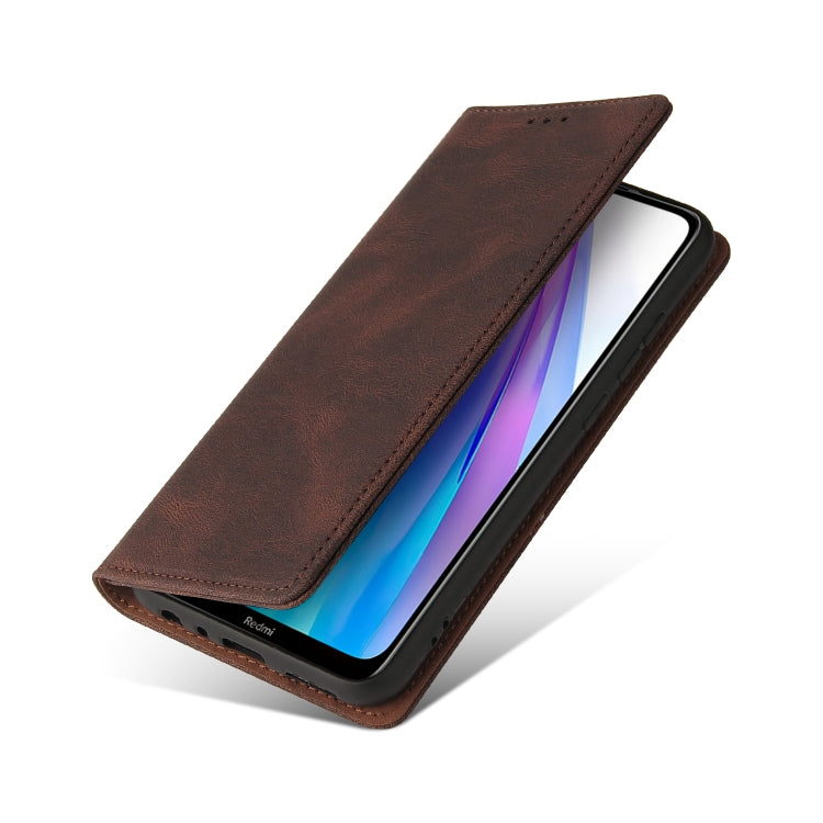 For Xiaomi Redmi Note 8T Simple Suction Closure Horizontal Flip Leather Case with Holder & Card Slot & Wallet(Brown) - Xiaomi Cases by buy2fix | Online Shopping UK | buy2fix