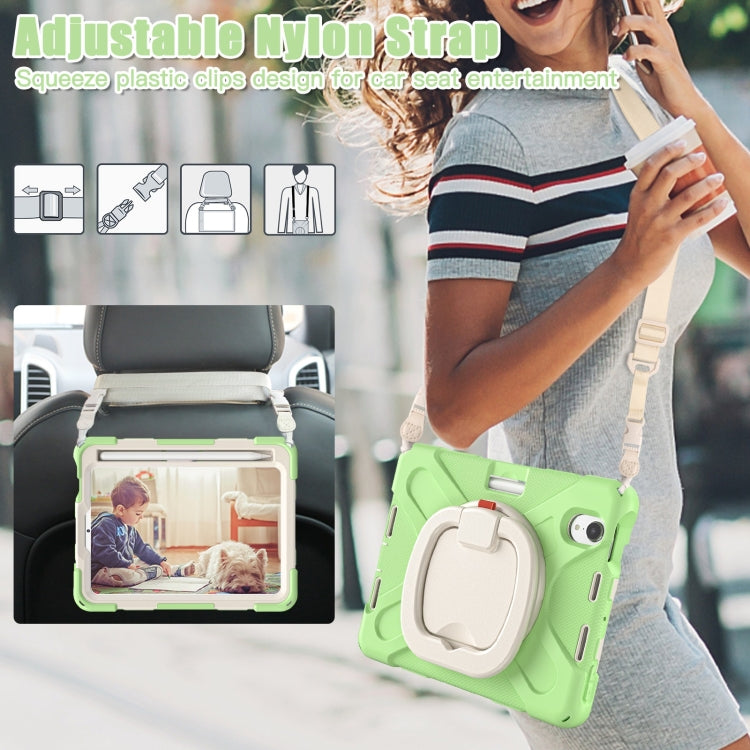 For iPad mini 6 Silicone + PC Protective Tablet Case with Holder & Shoulder Strap(Matcha Green) - iPad mini 6 Cases by buy2fix | Online Shopping UK | buy2fix