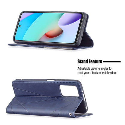 For Xiaomi Redmi 10 Rhombus Texture Horizontal Flip Magnetic Leather Case with Holder & Card Slots(Blue) - Xiaomi Cases by buy2fix | Online Shopping UK | buy2fix