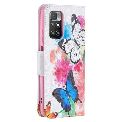 For Xiaomi Redmi 10 Colored Drawing Pattern Horizontal Flip Leather Case with Holder & Card Slots & Wallet(Butterflies) - Xiaomi Cases by buy2fix | Online Shopping UK | buy2fix