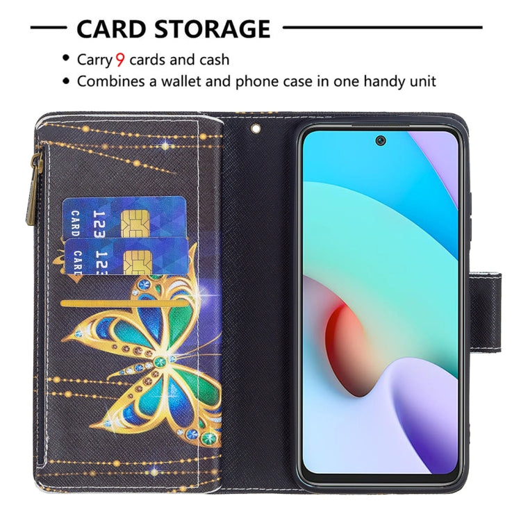 For Xiaomi Redmi 10 Colored Drawing Pattern Zipper Horizontal Flip Leather Case with Holder & Card Slots & Wallet(Big Butterfly) - Xiaomi Cases by buy2fix | Online Shopping UK | buy2fix