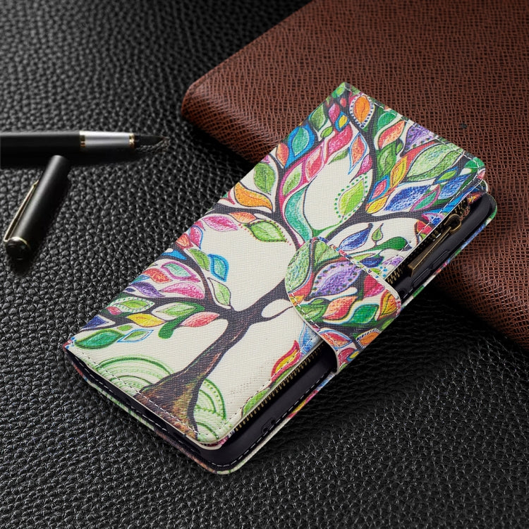 For Xiaomi Redmi 10 Colored Drawing Pattern Zipper Horizontal Flip Leather Case with Holder & Card Slots & Wallet(Tree) - Xiaomi Cases by buy2fix | Online Shopping UK | buy2fix