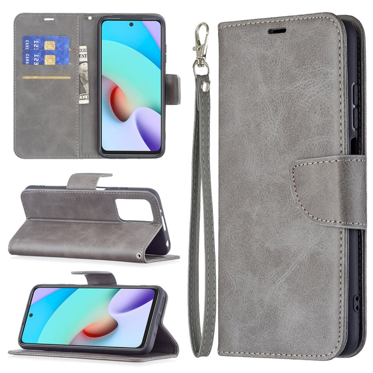 For Xiaomi Redmi 10 Retro Lambskin Texture Pure Color Horizontal Flip PU Leather Case with Holder & Card Slots & Wallet & Lanyard(Grey) - Xiaomi Cases by buy2fix | Online Shopping UK | buy2fix