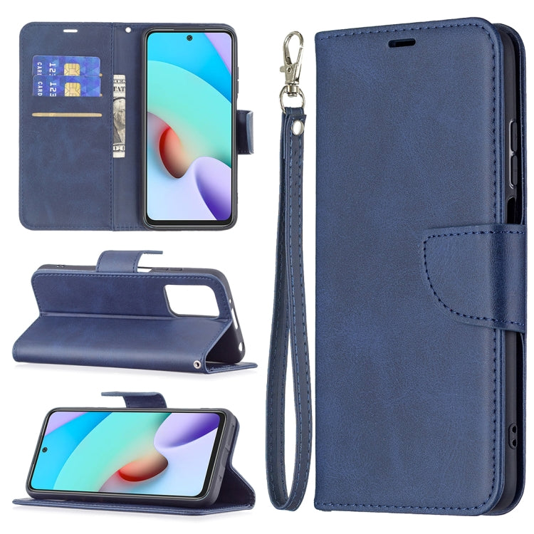 For Xiaomi Redmi 10 Retro Lambskin Texture Pure Color Horizontal Flip PU Leather Case with Holder & Card Slots & Wallet & Lanyard(Blue) - Xiaomi Cases by buy2fix | Online Shopping UK | buy2fix