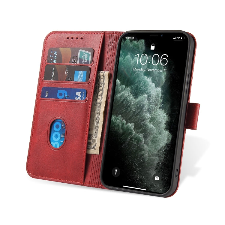 For iPhone 12 Pro Max Calf Texture Buckle Horizontal Flip Leather Case with Holder & Card Slots & Wallet(Red) - iPhone 12 Pro Max Cases by buy2fix | Online Shopping UK | buy2fix