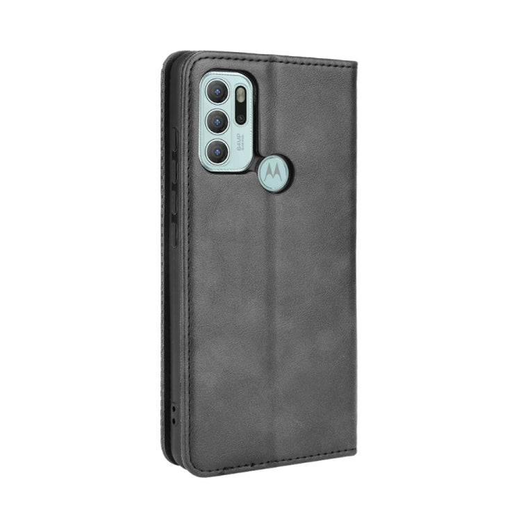 For Motorola Moto G60S Magnetic Buckle Retro Pattern Horizontal Flip Leather Case with Holder & Card Slot & Wallet(Black) - Motorola Cases by buy2fix | Online Shopping UK | buy2fix