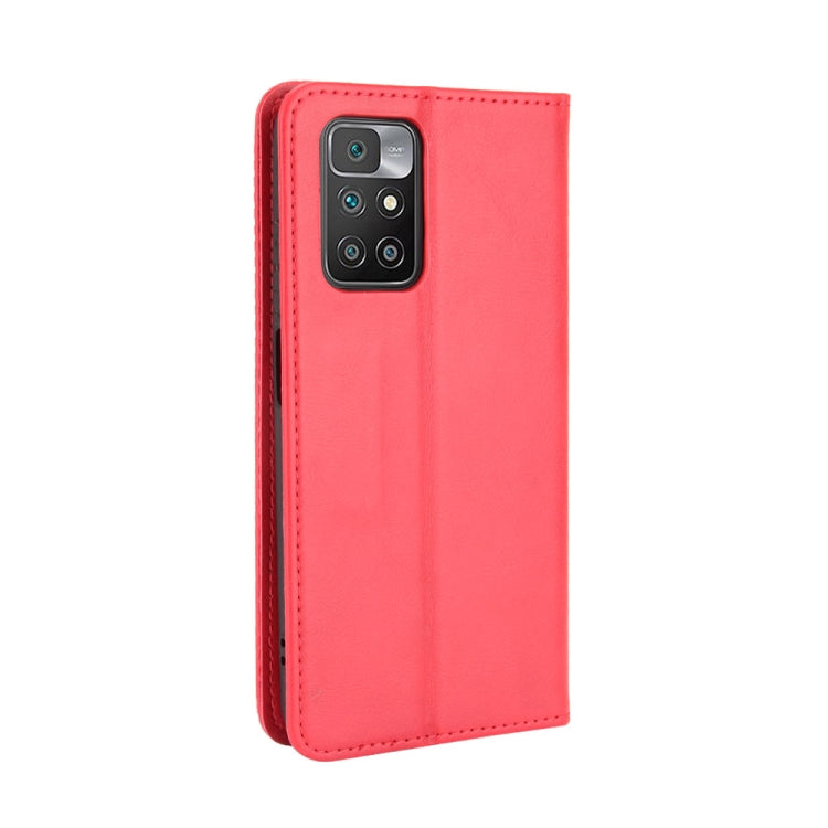 For Xiaomi Redmi 10 Magnetic Buckle Retro Pattern Horizontal Flip Leather Case with Holder & Card Slot & Wallet(Red) - Xiaomi Cases by buy2fix | Online Shopping UK | buy2fix