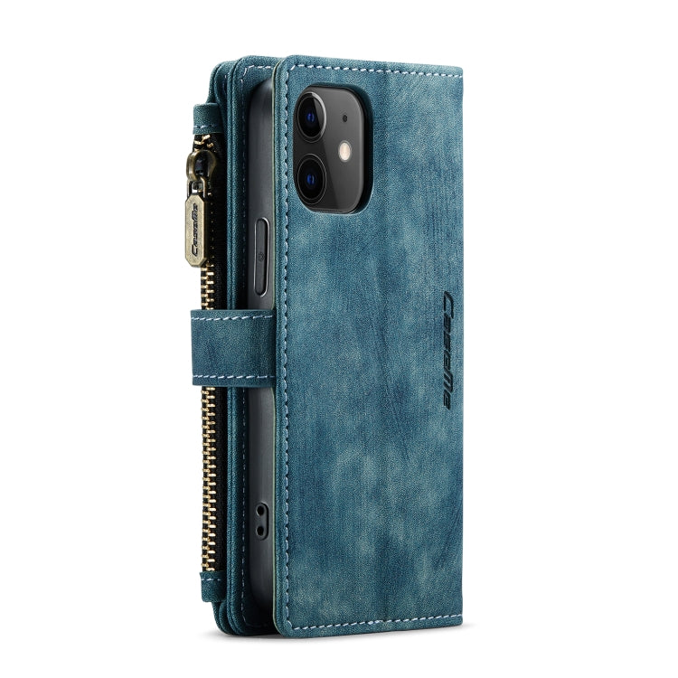 For iPhone 12 mini CaseMe-C30 PU + TPU Multifunctional Horizontal Flip Leather Case with Holder & Card Slot & Wallet & Zipper Pocket (Blue) - iPhone 12 mini Cases by CaseMe | Online Shopping UK | buy2fix