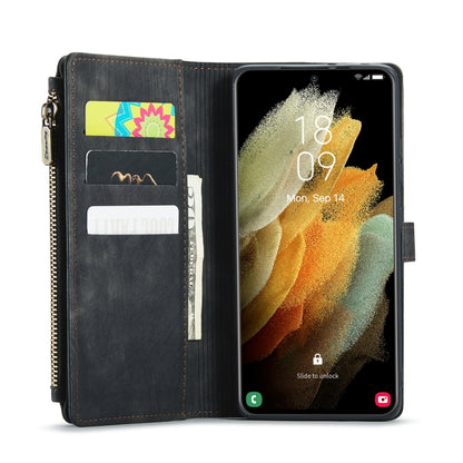 For Samsung Galaxy S21 Ultra 5G CaseMe-C30 PU + TPU Multifunctional Horizontal Flip Leather Case with Holder & Card Slot & Wallet & Zipper Pocket(Black) - Galaxy S21 Ultra 5G Cases by CaseMe | Online Shopping UK | buy2fix