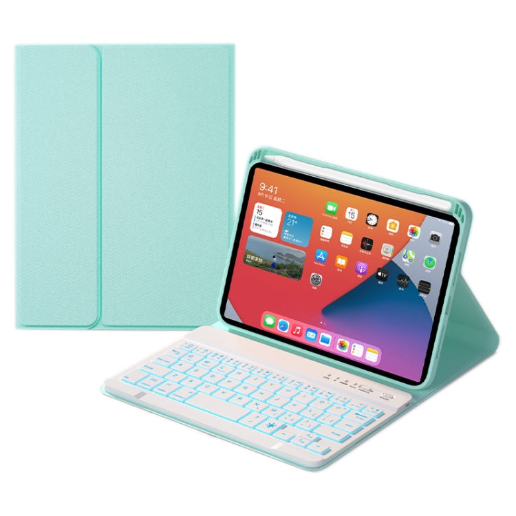 HK006D Square Keys Detachable Bluetooth Solid Color Keyboard Leather Tablet Case with Colorful Backlight & Holder for iPad mini 6(Mint Green) - For iPad mini by buy2fix | Online Shopping UK | buy2fix