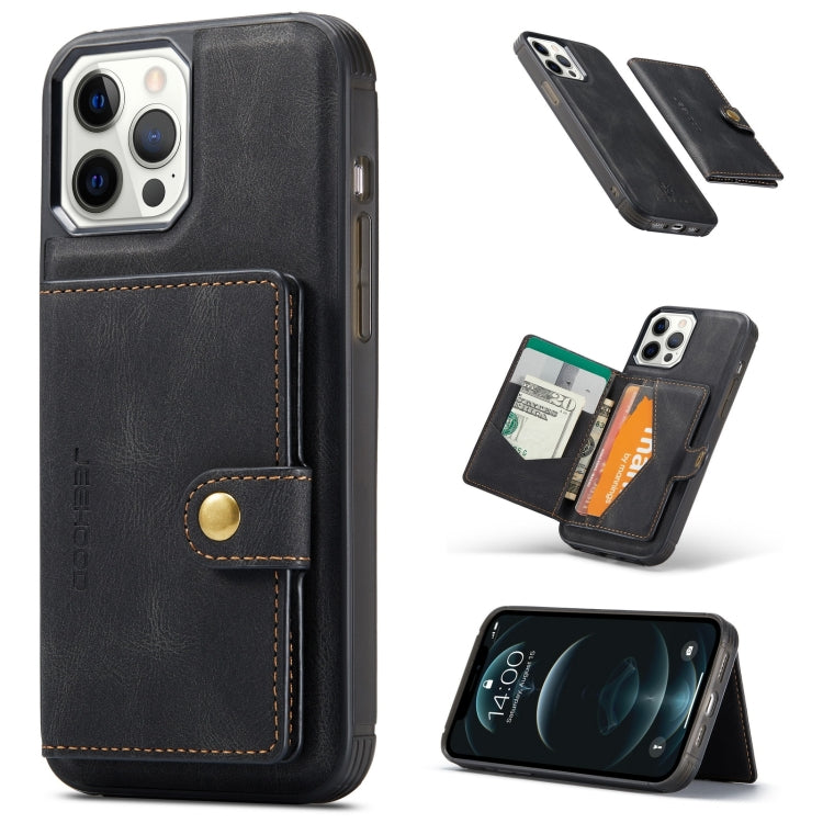 For iPhone 13 Pro JEEHOOD Retro Magnetic Detachable Protective Case with Wallet & Card Slot & Holder (Black) - iPhone 13 Pro Cases by JEEHOOD | Online Shopping UK | buy2fix