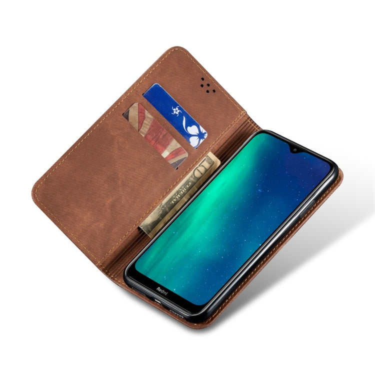 For Xiaomi Redmi 8 Denim Texture Casual Style Horizontal Flip Leather Case with Holder & Card Slots & Wallet(Brown) - Xiaomi Cases by buy2fix | Online Shopping UK | buy2fix