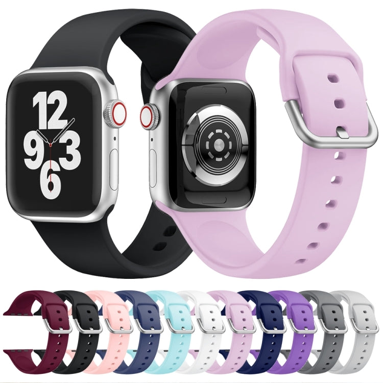 Single-color Silicone Buckle Strap Watch Band For Apple Watch Ultra 49mm&Watch Ultra 2 49mm / Series 9&8&7 45mm / SE 3&SE 2&6&SE&5&4 44mm / 3&2&1 42mm(Vintage Rose) - Watch Bands by buy2fix | Online Shopping UK | buy2fix