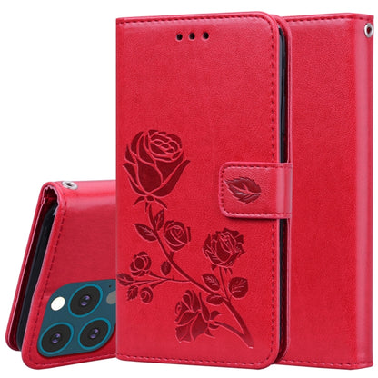 For iPhone 13 Pro Max Rose Embossed Horizontal Flip PU Leather Case with Holder & Card Slots & Wallet (Red) - iPhone 13 Pro Max Cases by buy2fix | Online Shopping UK | buy2fix