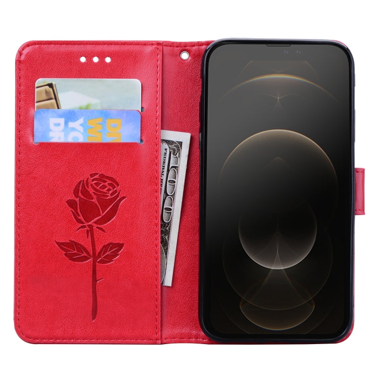 For iPhone 13 Pro Max Rose Embossed Horizontal Flip PU Leather Case with Holder & Card Slots & Wallet (Red) - iPhone 13 Pro Max Cases by buy2fix | Online Shopping UK | buy2fix