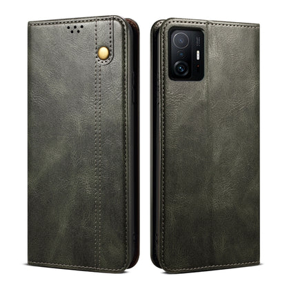 For Xiaomi 11T Pro Simple Wax Crazy Horse Texture Horizontal Flip Leather Case with Card Slots & Holder & Wallet(Dark Green) - Xiaomi Cases by buy2fix | Online Shopping UK | buy2fix