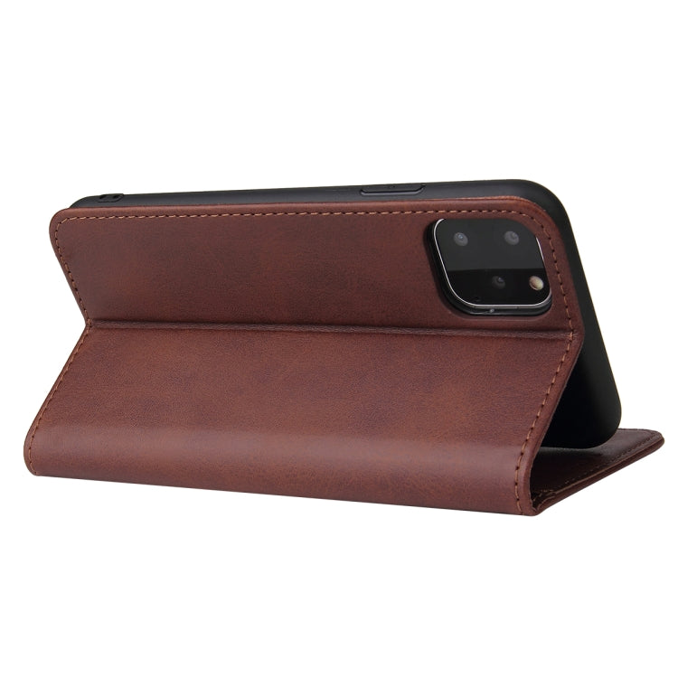 For iPhone 11 Pro Calf Texture Magnetic Horizontal Flip Leather Case with Holder & Card Slots & Wallet (Brown) - iPhone 11 Pro Cases by buy2fix | Online Shopping UK | buy2fix