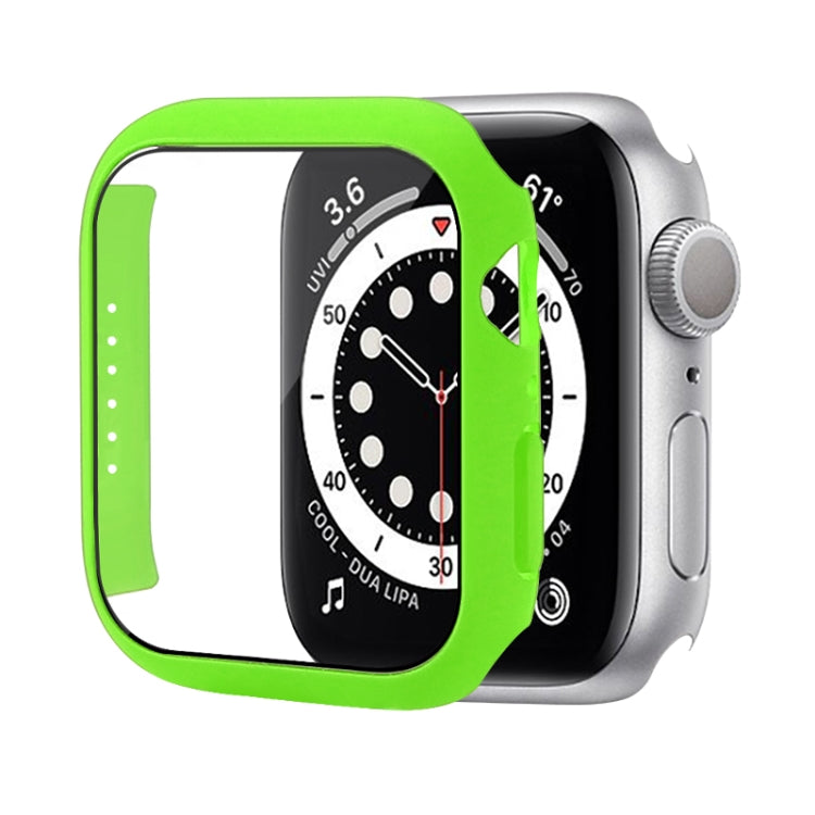 Shockproof PC Protective Case with Tempered Glass Film For Apple Watch Series 8 / 7 45mm(Bright Green) - Watch Cases by buy2fix | Online Shopping UK | buy2fix