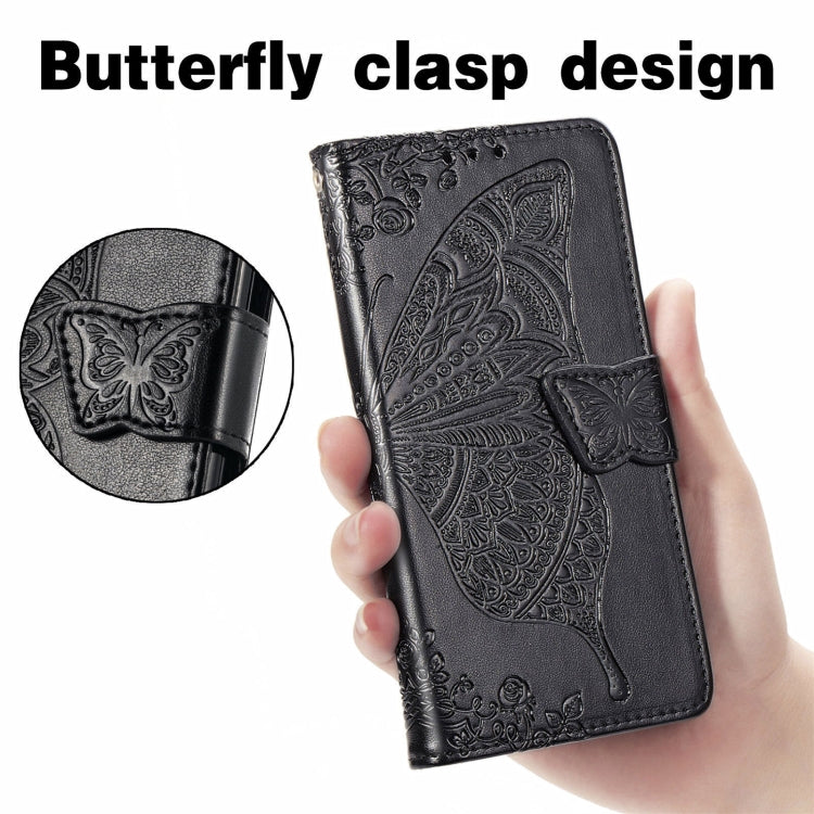 For Motorola Moto Edge 20 Butterfly Love Flower Embossed Horizontal Flip Leather Case with Holder & Card Slots & Wallet & Lanyard(Black) - Motorola Cases by buy2fix | Online Shopping UK | buy2fix