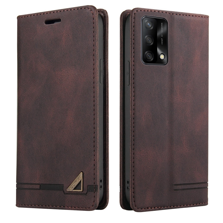 For OPPO F19 / A74 Skin Feel Anti-theft Brush Horizontal Flip Leather Case with Holder & Card Slots & Wallet(Brown) - OPPO Cases by buy2fix | Online Shopping UK | buy2fix