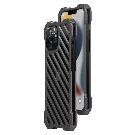 For iPhone 13 Pro R-JUST RJ-50 Hollow Breathable Armor Metal Shockproof Protective Case(Silver Grey) - iPhone 13 Pro Cases by R-JUST | Online Shopping UK | buy2fix