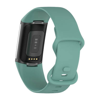 For Fitbit Charge 5 Silicone Watch Band, Size:L(Pine Needle Green) - Watch Bands by buy2fix | Online Shopping UK | buy2fix