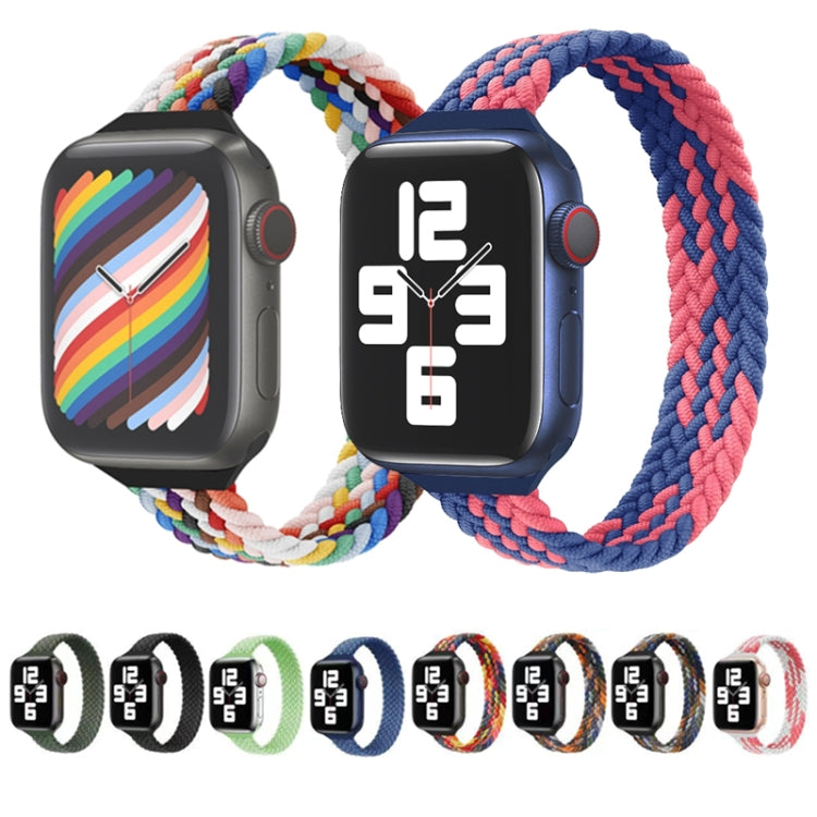 Small Waist Single Loop Nylon Braid Watch Band For Apple Watch Ultra 49mm&Watch Ultra 2 49mm / Series 9&8&7 45mm / SE 3&SE 2&6&SE&5&4 44mm / 3&2&1 42mm, Size:S 145mm(Colorful) - Watch Bands by buy2fix | Online Shopping UK | buy2fix