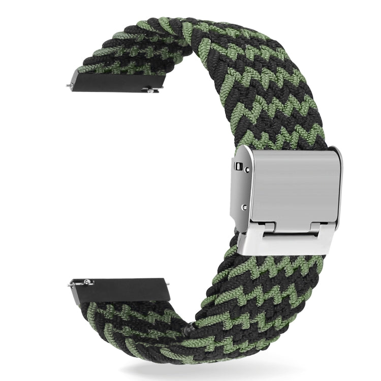 22mm Universal Metal Buckle Nylon Braided Watch Band(W Black Green) - 22mm Bands by buy2fix | Online Shopping UK | buy2fix