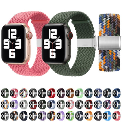 Nylon Braid One Buckle Watch Band For Apple Watch Series 9&8&7 41mm / SE 3&SE 2&6&SE&5&4 40mm / 3&2&1 38mm(W Green Grey) - Watch Bands by buy2fix | Online Shopping UK | buy2fix