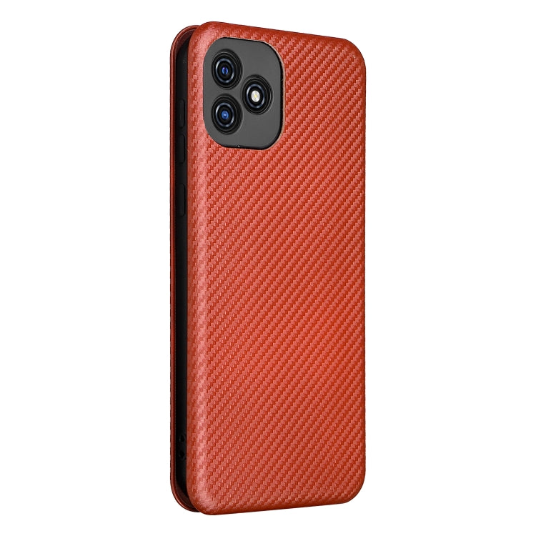 For Blackview Oscal C20 Carbon Fiber Texture Horizontal Flip Leather Phone Case with Card Slot(Brown) - More Brand by buy2fix | Online Shopping UK | buy2fix