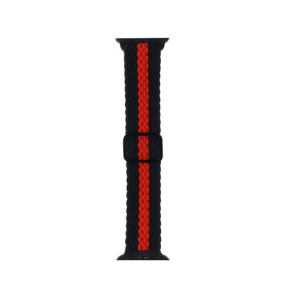 Adjustable Striped Woven Nylon Strap Watch Band For Apple Watch Ultra 49mm&Watch Ultra 2 49mm / Series 9&8&7 45mm / SE 3&SE 2&6&SE&5&4 44mm / 3&2&1 42mm(Black Red) - Watch Bands by buy2fix | Online Shopping UK | buy2fix