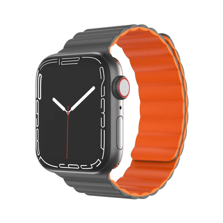 Mutural Moran Series Liquid Silicone Magnetic Strap Watch Band For Apple Watch Series 9&8&7 41mm / SE 3&SE 2&6&SE&5&4 40mm / 3&2&1 38mm(Grey + Orange) - Watch Bands by Mutural | Online Shopping UK | buy2fix