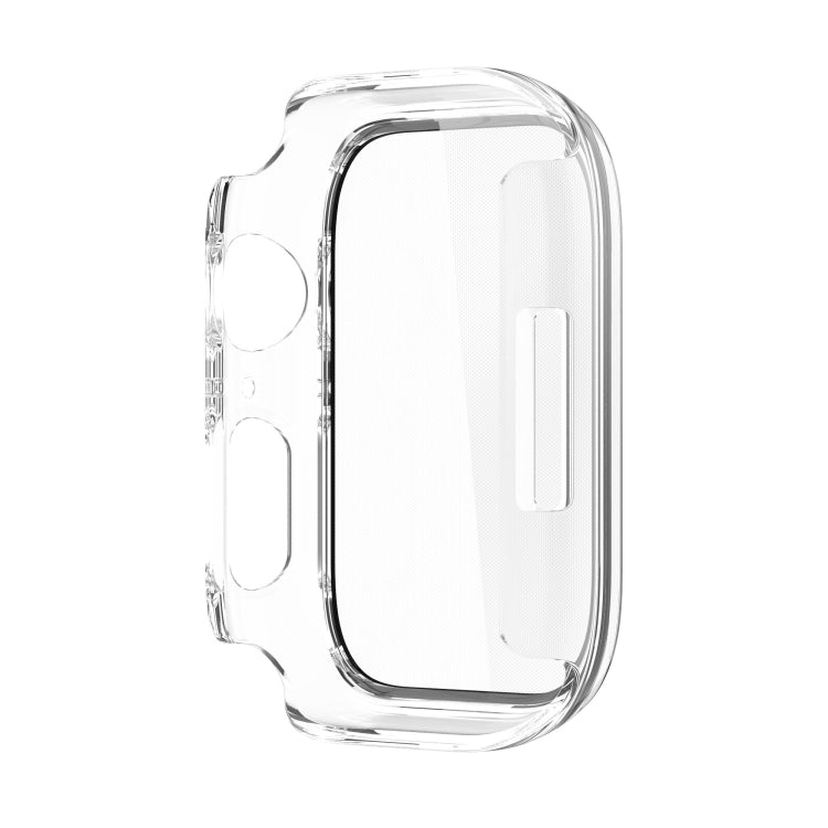 Electroplating Shockproof PC Protective Case with Tempered Glass Film For Apple Watch Series 9 / 8 / 7 45mm(Transparent White) - Watch Cases by buy2fix | Online Shopping UK | buy2fix