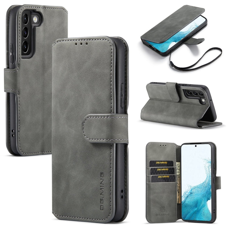 For Samsung Galaxy S22 DG.MING Retro Oil Side Horizontal Flip Leather Case with Holder & Card Slots & Wallet(Grey) - Galaxy S22 5G Cases by DG.MING | Online Shopping UK | buy2fix