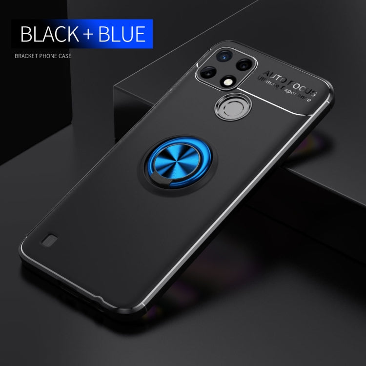 For OPPO Realme C21Y Metal Ring Holder TPU Phone Case(Black Blue) - Realme Cases by buy2fix | Online Shopping UK | buy2fix