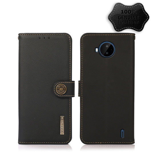 For Nokia C20 Plus KHAZNEH Custer Genuine Leather RFID Phone Case(Black) - Nokia Cases by buy2fix | Online Shopping UK | buy2fix