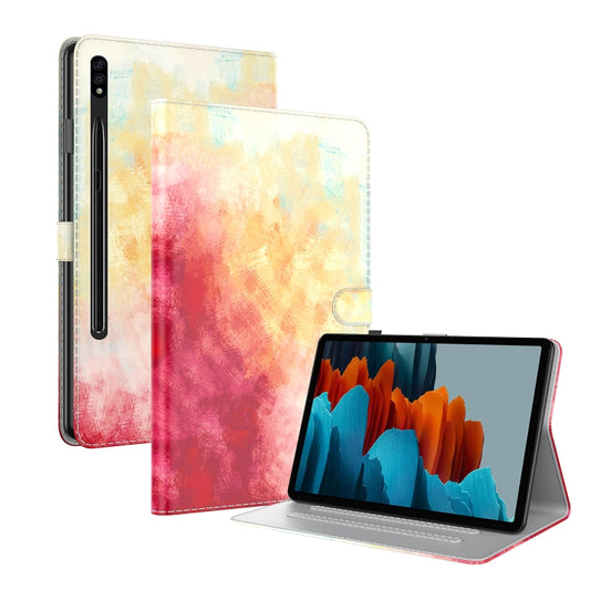 For Samsung Galaxy Tab S9+ Watercolor Pattern Flip Leather Tablet Case(Spring Cherry) - Galaxy Tab S9+ Cases by buy2fix | Online Shopping UK | buy2fix