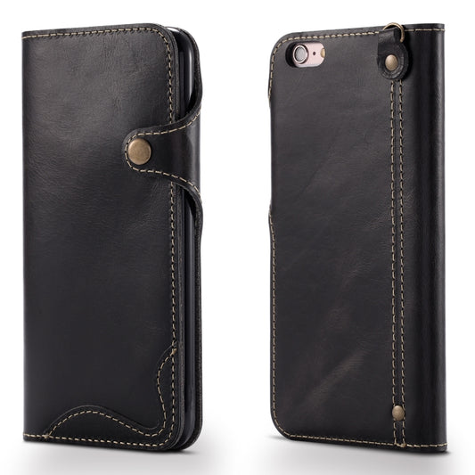 For iPhone 6 Plus / 6s Plus Denior Oil Wax Cowhide Magnetic Button Horizontal Flip Leather Case with Card Slots & Wallet(Black) - More iPhone Cases by Denior | Online Shopping UK | buy2fix